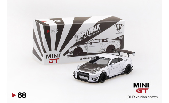 Mini GT MGT00068-L LB-WORKS Nissan GT-R (R35) White (LHD) 1:64