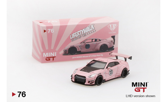 Mini GT MGT00076-L LBâWorks Nissan GT-R (R35) Pink Pig (LHD) 1:64