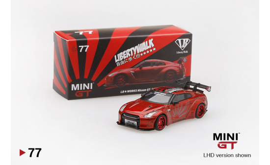 Mini GT MGT00077-L LBâWorks Nissan GT-R (R35) Candy Red (LHD) 1:64