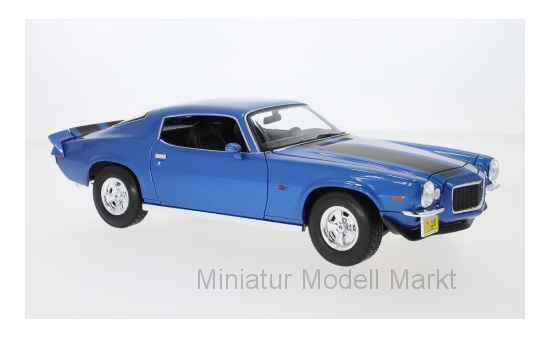 Maisto 531131BLUE Chevrolet Camaro Z28, metallic-blau/schwarz, 1971 1:18