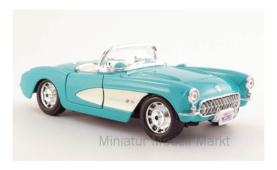 Maisto 531275TURQUOISE Chevrolet Corvette, türkis/weiss, 1957 1:24