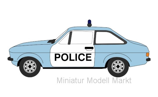 Oxford 76ESC004 Ford Escort MkII, hellblau/weiss, RHD, Police (UK) - Vorbestellung 1:76