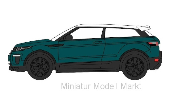 Oxford 76RRE003 Land Rover Range Rover Evoque Coupe, metallic-dunkelgrün/weiss, RHD, Facelift, 2016 1:76