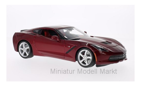 Maisto 31182RED Chevrolet Corvette Stingray (C7), metallic-dunkelrot, 2014 1:18