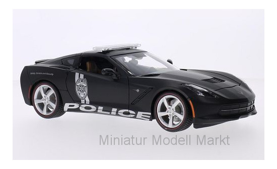 Maisto 36212 Chevrolet Corvette (C7) Stingray, matt-schwarz,  Police, 2014 1:18