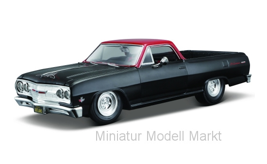 Maisto 32517M-BLACK Chevrolet El Camino, matt-schwarz/rot, 1:25 1:24