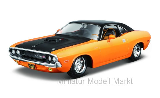 Maisto 32518ORANGE Dodge Challenger R/T, orange/schwarz, 1970 1:24
