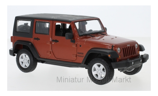 Maisto 31268ORANGE Jeep Wrangler Limited, metallic-dunkelorange, 2015 1:24