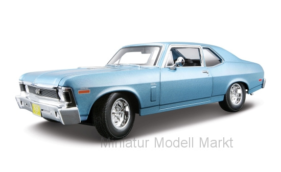 Maisto 31132BLUE Chevrolet Nova SS Coupe, metallic-hellblau, 1970 1:18