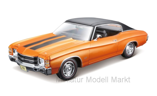 Maisto 31890ORANGE Chevrolet Chevelle SS454, metallic-orange/schwarz, 1971 1:18