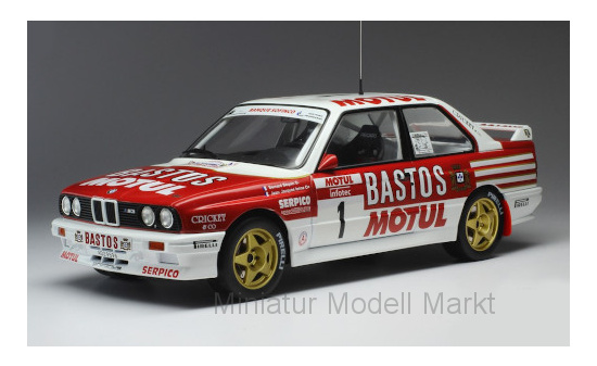 IXO 18RMC040A BMW M3 (E30), No.1, Bastos, Rallye WM, Tour de Corse, B.Beguin/J.Lenne, 1988 1:18