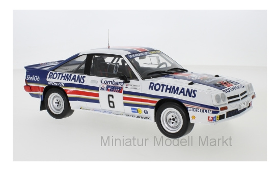 IXO 18RMC038C Opel Manta 400, No.6, Rothmans Opel Rally Team, Rothmans, Rallye WM, RAC Rallye, A.Vatanen/T.Harryman, 1983 1:18