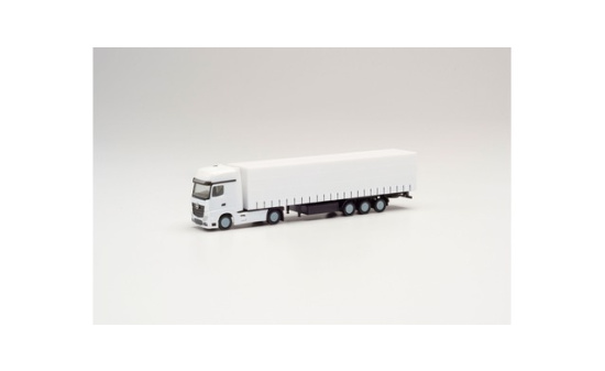 Herpa 013796 Herpa Minikit Mercedes-Benz Actros Gardinenplanen-Sattelzug, weiß 1:160