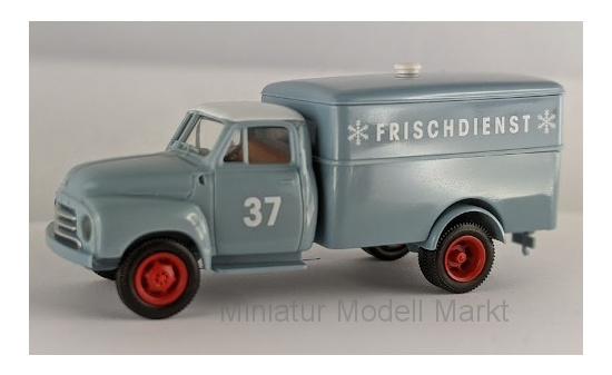 Brekina 93512 Opel Blitz Koffer Frischdienst, blaugraue Spedition, Wagennummer 37, 1952 1:87