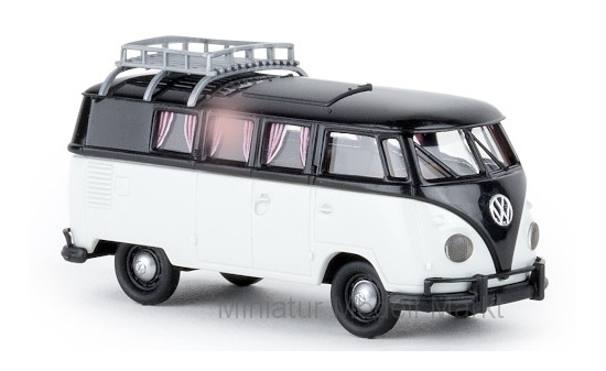 Brekina 31600 VW T1b Camper, schwarz/hellgrau, mit Dachklappe, 1960 1:87