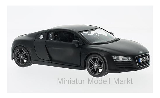 Maisto 31281M-BLACK Audi R8, matt-schwarz 1:24