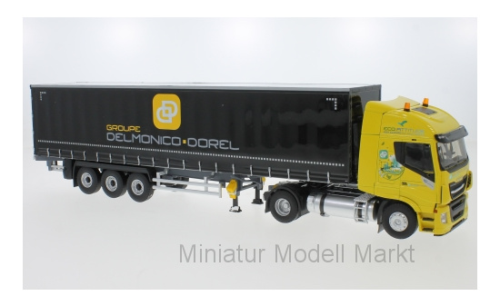 Eligor 116750 Iveco Stralis NP, Groupe Delmonico Dorel, Gardinenplanensattelzug 1:43