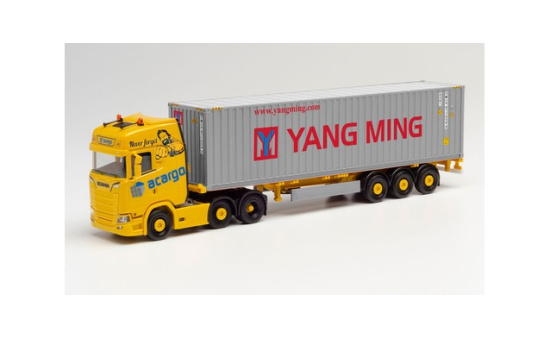Herpa 312318 Scania CS 20 HD 6x2 Container-Sattelzug acargo / Yang Ming 40 ft. High Cube - Vorbestellung 1:87