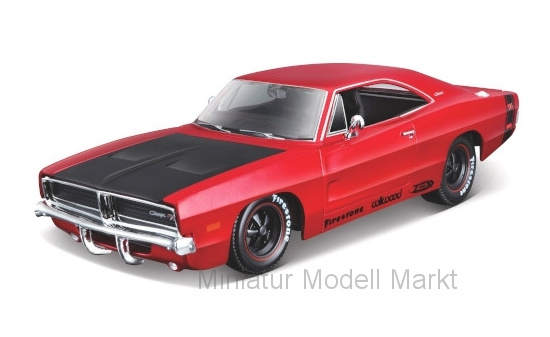 Maisto 32537RED Dodge Charger R/T Tuning, metallic-rot/matt-schwarz, 1969 1:24