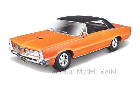 Maisto 31885ORANGE Pontiac GTO, metallic-orange/matt-schwarz, 1965 1:18
