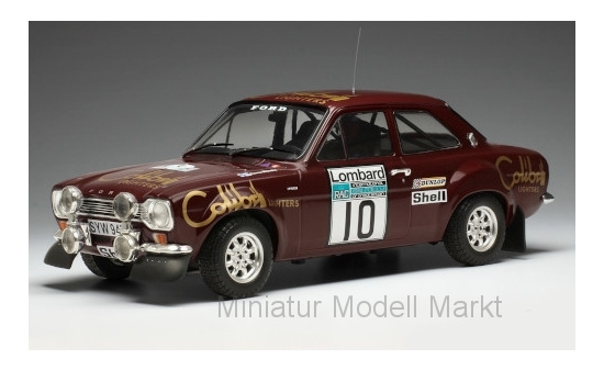 IXO 18RMC047C Ford Escort MK1 RS 1600, No.10, Colibri Lighters, Rally WM, RAC Rally, H.Mikkola/J.Davenport, 1974 1:18