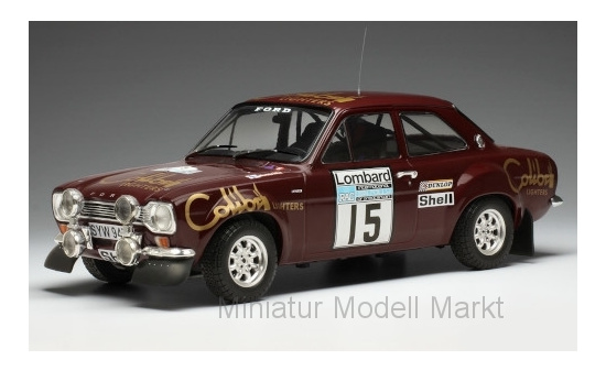 IXO 18RMC047B Ford Escort MK1 RS 1600, No.15, Colibri Lighters, Rally WM, RAC Rally, M.Alen/P.White, 1974 1:18