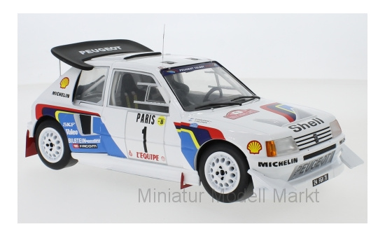 IXO 18RMC049A Peugeot 205 T16 E2, No.1, Peugeot Talbot Sport, Rallye WM, Rallye Monte Carlo, T.Salonen/S.Harjanne, 1986 1:18