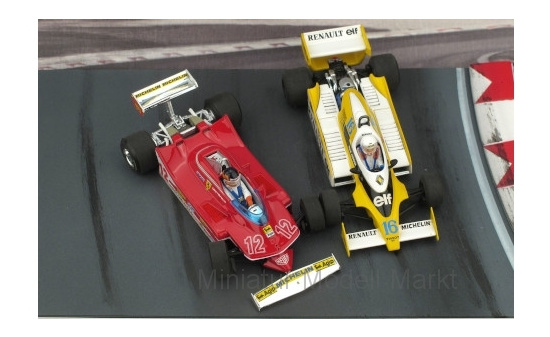 Brumm AS58B Ferrari + Renault 2er-Set: 312 T4 + RS 12, Formel 1, GP Frankreich, G.Villeneuve, No.27, lenkbare Vorderräder + R.Arnoux, No.16, 1979 1:43