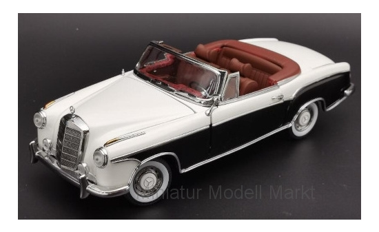 Sun Star 3576 Mercedes 220 SE Cabriolet (W180 II), weiss/schwarz, Verdeck geöffnet, 1958 1:18