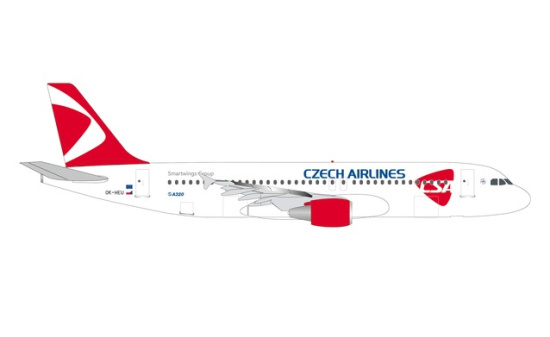Herpa 534680 CSA Czech Airlines Airbus A320 - new 2020 colors OK-HEU 1:500