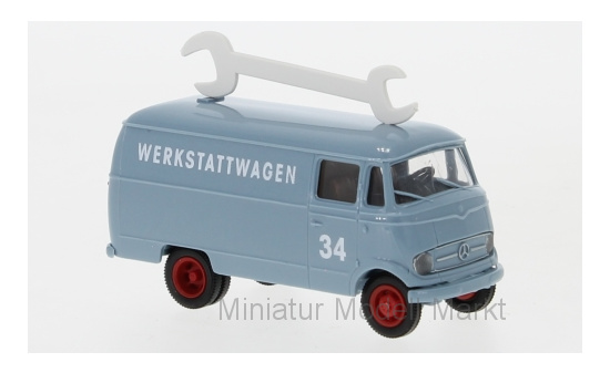 Brekina 93638 Mercedes L 319 Kasten, hellblau, Werkstattwagen, Türnummer 34, 1956 1:87
