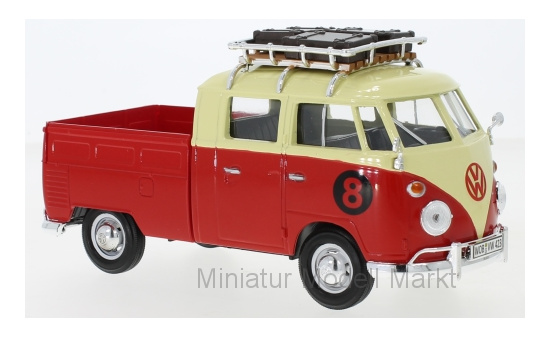 Motormax 79582 VW T1 Doka, beige/rot, mit Dachgepäckträger, No.8 1:24