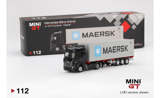 Mini GT 00112-L Mercedes-Benz Actros  With 40 Ft Container  (LHD) 1:64