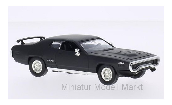 Lucky Die Cast 94218BLACK Plymouth GTX, matt-schwarz, ohne Vitrine, 1971 1:43