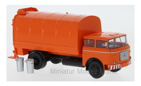 Brekina 71874 LIAZ 706 Müllwagen, orange, incl. 2 Mülltonnen, 1970 1:87