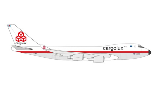 Herpa 534864 Cargolux Boeing 747-400ERF - 50th Anniversary Retro colors LX-NCL 