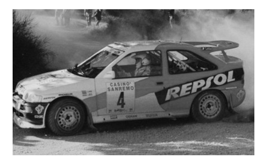 IXO 24RAL004A Ford Escort RS Cosworth, No.4, Repsol, Rallye WM, Rallye San Remo, C.Sainz/L.Moya, 1996 1:24