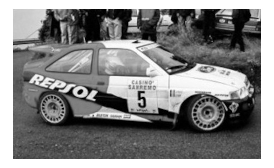 IXO 24RAL004B Ford Escort RS Cosworth, No.5, Repsol, Rallye WM, Rallye San Remo, B.Thiry/S.Prevot, 1996 1:24
