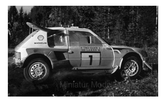 IXO 24RAL005A Peugeot 205 T16 E2, No.1, Rallye WM, 1000 Lakes Rally, T.Salonen/S.Harjanne, 1986 1:24