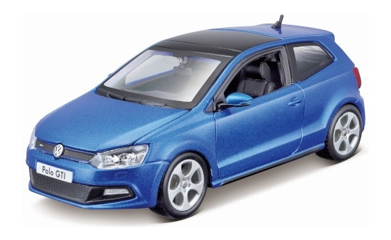 Bburago 18-21059BLUE VW Polo V GTI, metallic-blau 1:24