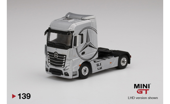 Mini GT MGT00139-L Mercedes-Benz Actros  Silver w/ Black Mercedes Logo (LHD) 1:64