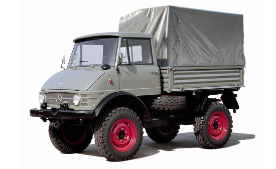 Schuco 450044600 Unimog 406 Pritsche/Plane 1:18