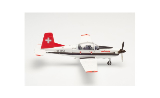 Herpa 580656 Swissair Pilatus PC-7 Turbo Trainer (Schweizerische Luftverkehrsschule) HB-HOQ 1:72