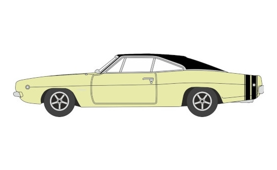 Oxford 87DC68004 Dodge Charger, hellgelb/schwarz, 1968 1:87