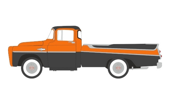 Oxford 87DP57004 Dodge D100 Sweptside Pick Up, orange/schwarz, 1957 1:87