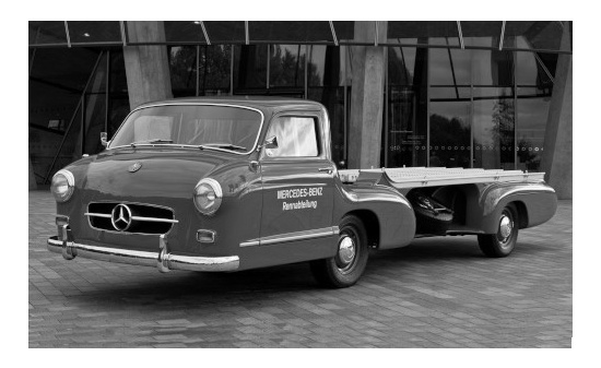 IXO RAC342 Mercedes Rennwagen-Schnelltransporter, Das blaue Wunder, 1955 1:43