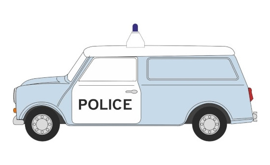 Oxford 76MV034 Mini Van, hellblau/weiss, RHD, West Mercia Police 1:76