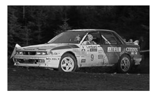 IXO RAC346LQ Mitsubishi Galant VR-4, No.9, Mitsubishi Ralliart Europe, RAC Rally, K.Eriksson/S.Parmander, 1990 1:43