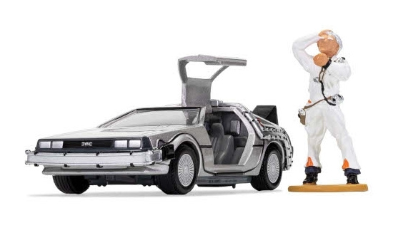 Corgi CC05503 DeLorean DMC-12, mit Doc Brown-Figur, Back To The Future (Zurück in die Zukunft) 1:36