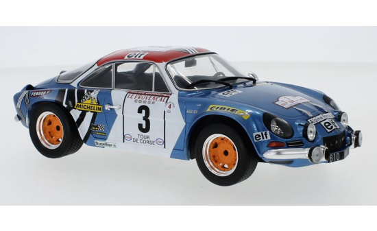 IXO 18RMC062B Alpine Renault A110, No.3, Tour de Corse, B.Darniche/A.Mahe, 1973 1:18